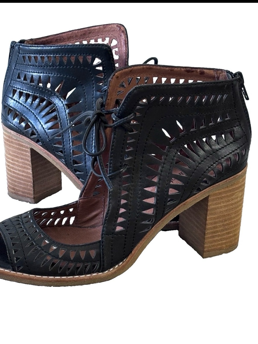 Jeffrey Campbell Cordillo CutoutSandal Booties Black Leather Size 6